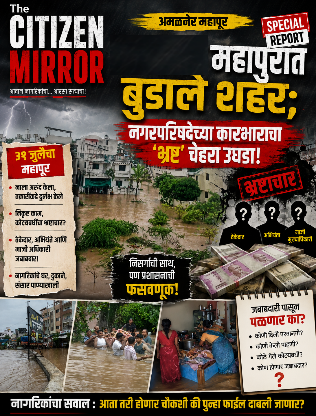 अमळनेर महापुरात बुडाले शहर; नगरपरिषदेच्या कारभाराचा ‘भ्रष्ट’ चेहरा उघडा!
